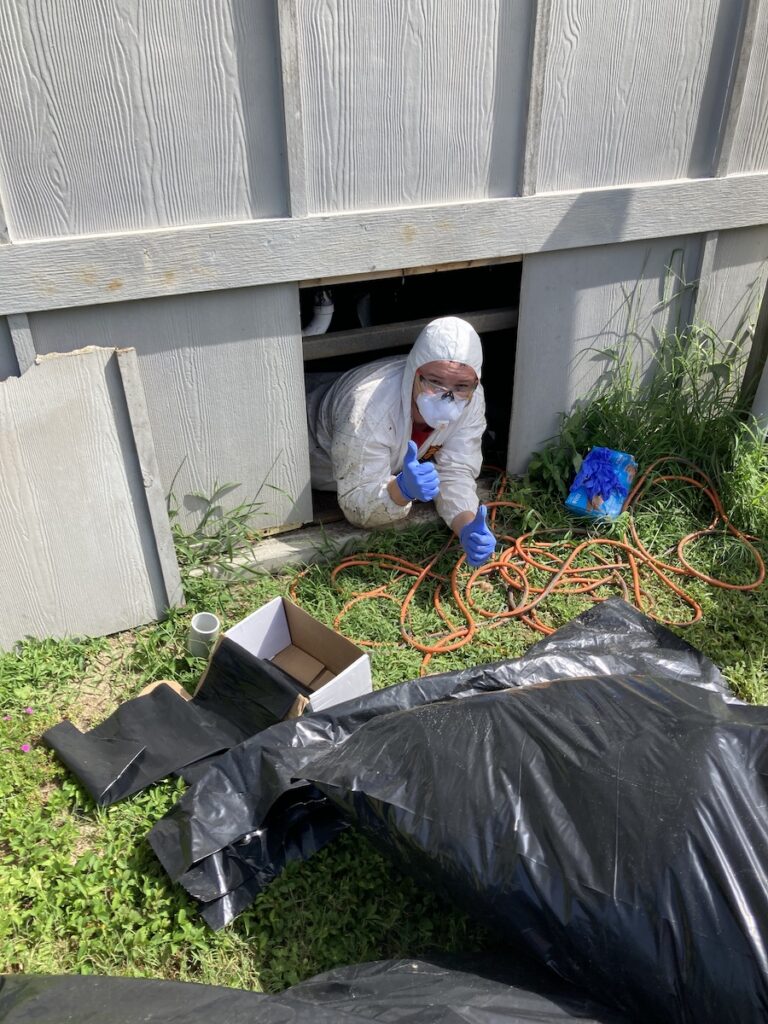 happily fixing water damage.